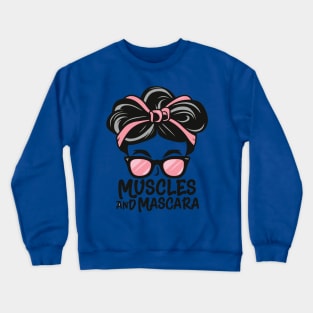 "Sassy Silhouette: Muscles and Mascara Magic" - Funny Ladies Workout Fitness Crewneck Sweatshirt